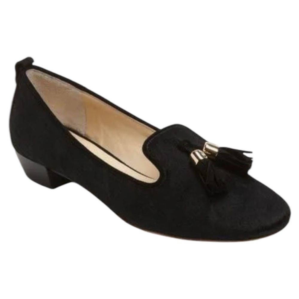 VC Signature Nancy Stylish Black Calf Hair Leather Loafers Size 8.5/38.5